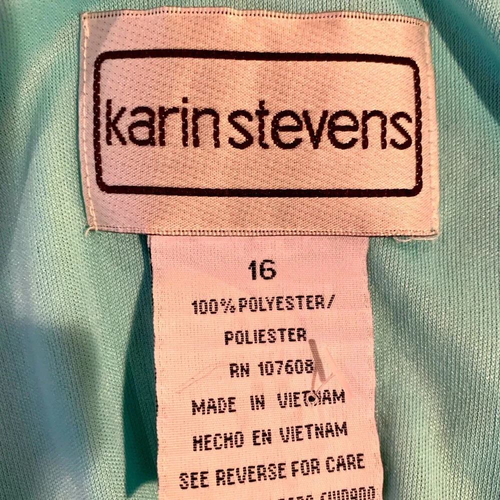 Karin Stevens vintage floral v neck dress, size 16 - Picture 4 of 4